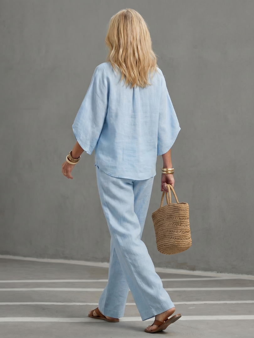 Dames Getailleerde Set – Geschikt voor Casual en Dagelijks Gebruik, Met Knopen, Ideaal voor Lente en Zomer