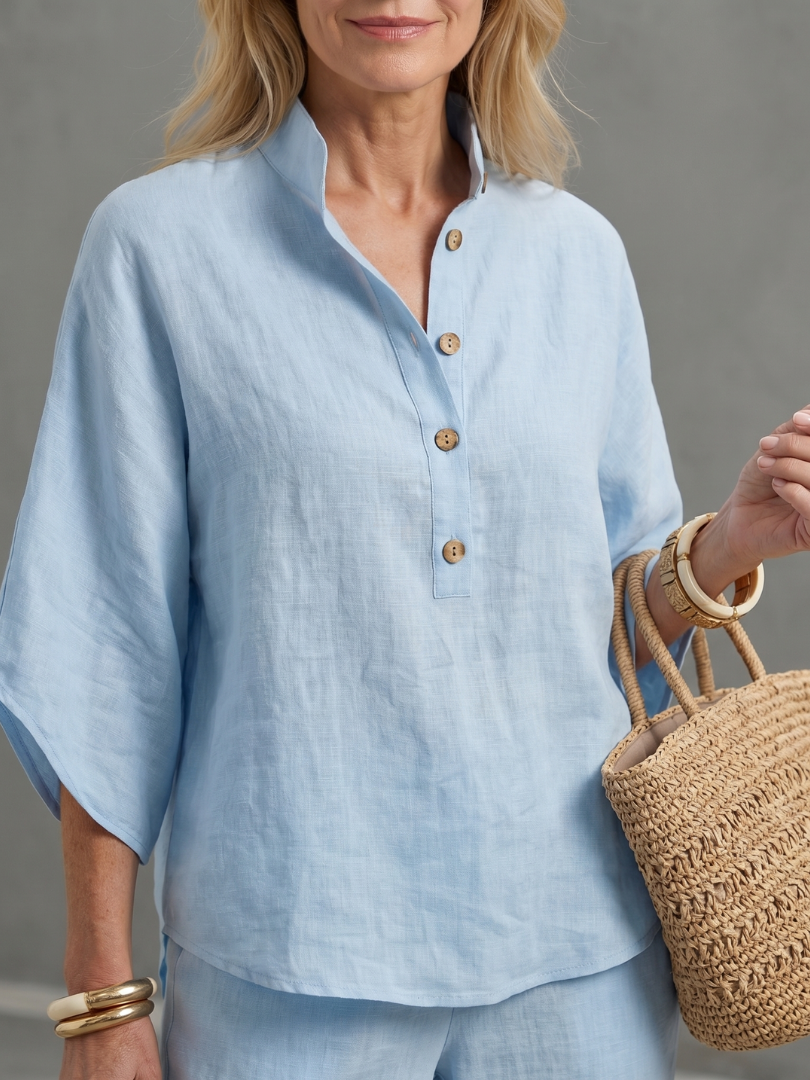 Dames Getailleerde Set – Geschikt voor Casual en Dagelijks Gebruik, Met Knopen, Ideaal voor Lente en Zomer