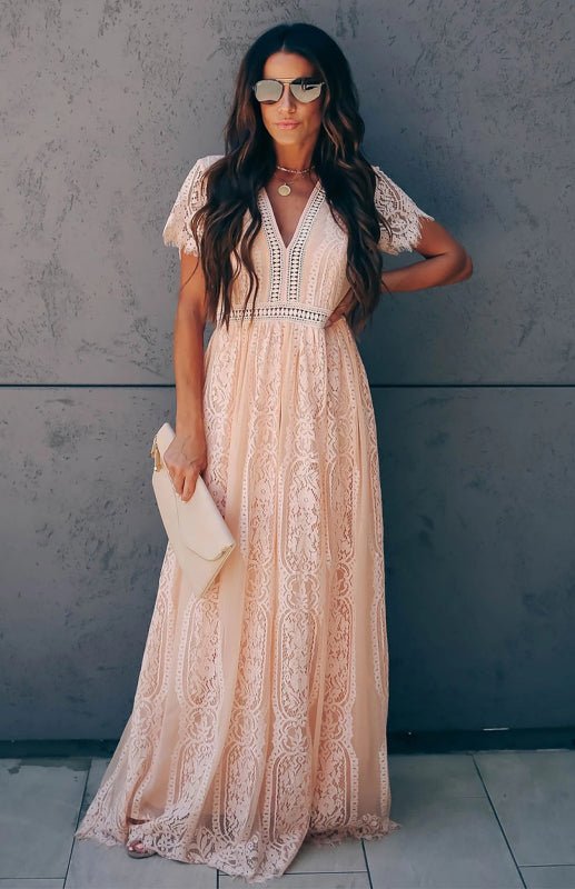 Marieke | Vrouwen Maxi Jurk met Kanten Detail – Elegant, Tijdloos en Chic