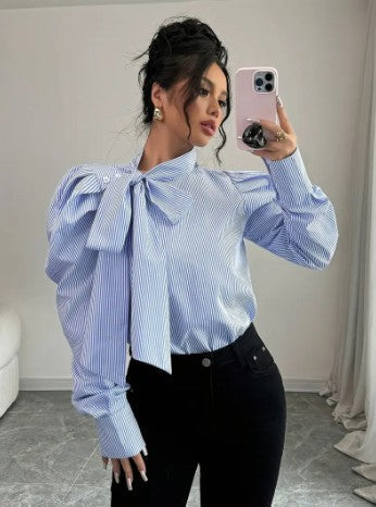 Zahara - Elegante Oversized Katoenen Blouse Met Strik