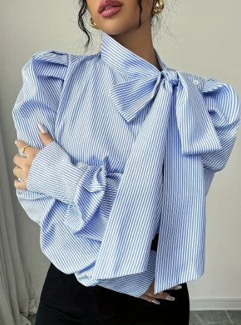 Zahara - Elegante Oversized Katoenen Blouse Met Strik