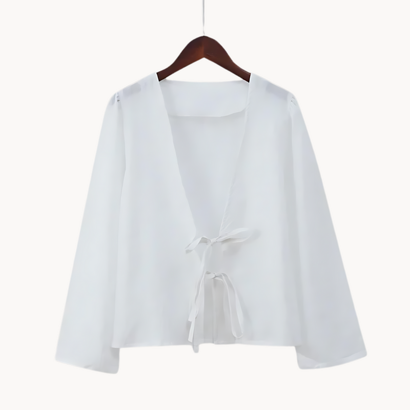 Lizzy- Top met Koordsluiting En Luchtige Mouwen