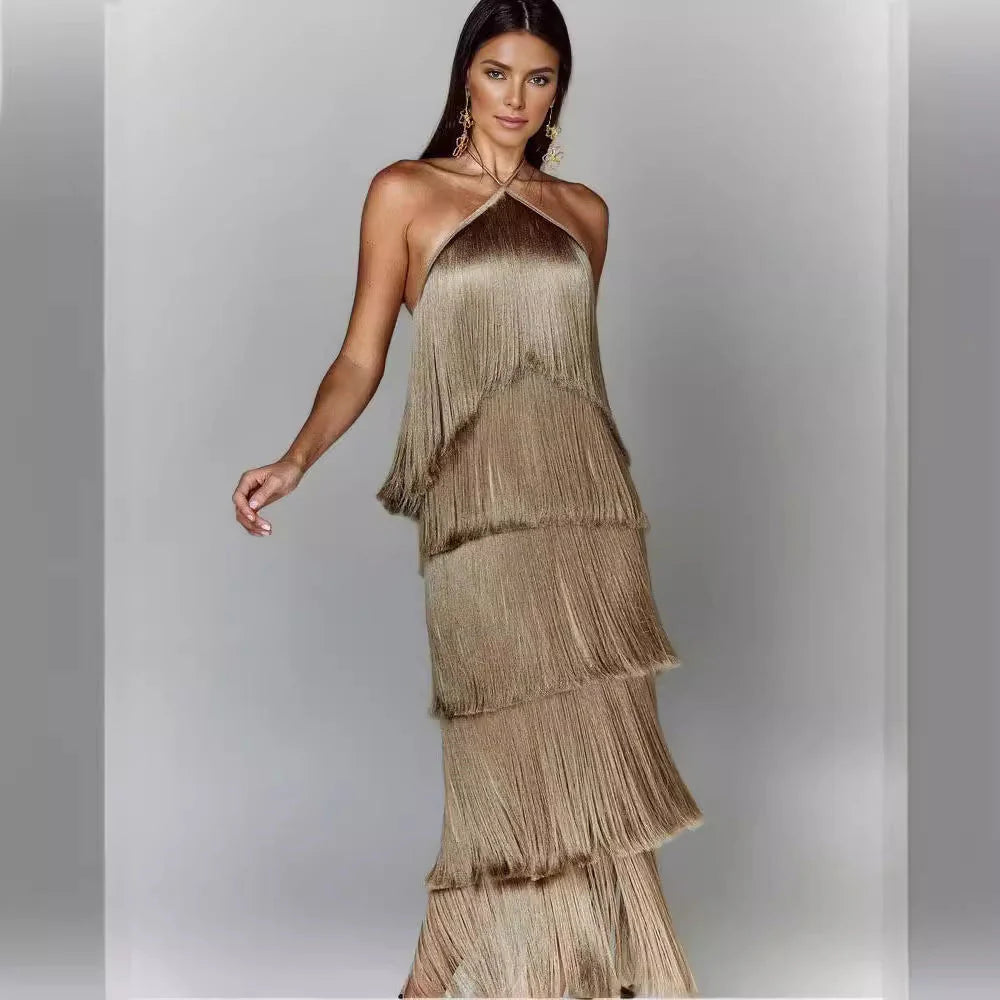 Zarina - Fringe Maxi Jurk