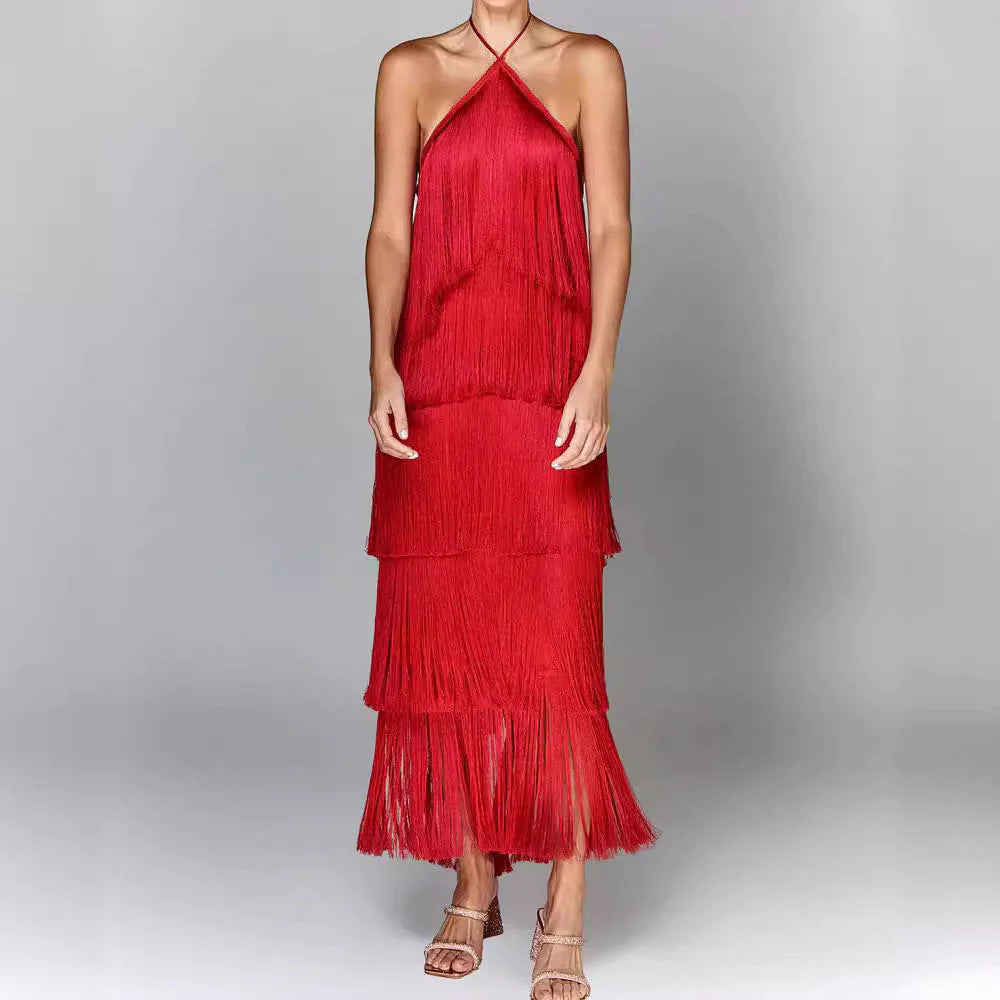 Zarina - Fringe Maxi Jurk