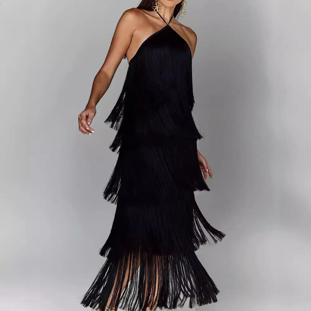 Zarina - Fringe Maxi Jurk