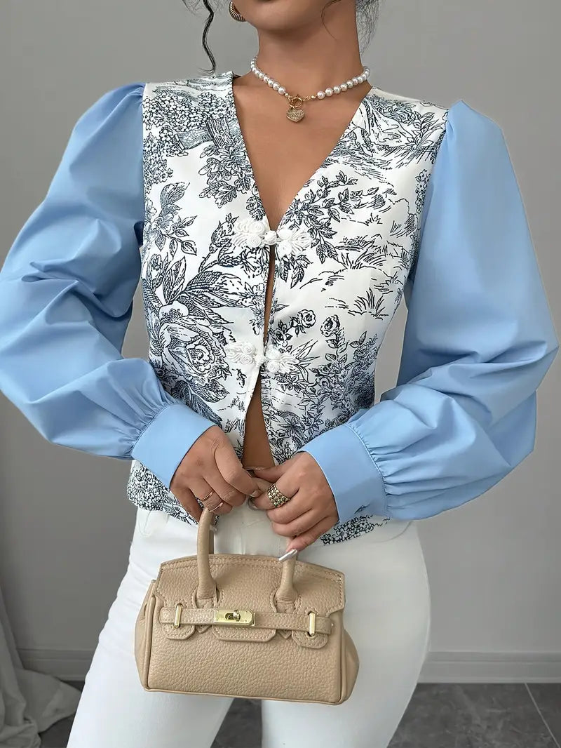 Zelda - Vintage Katoenen Blouse Met Pofmouwtjes