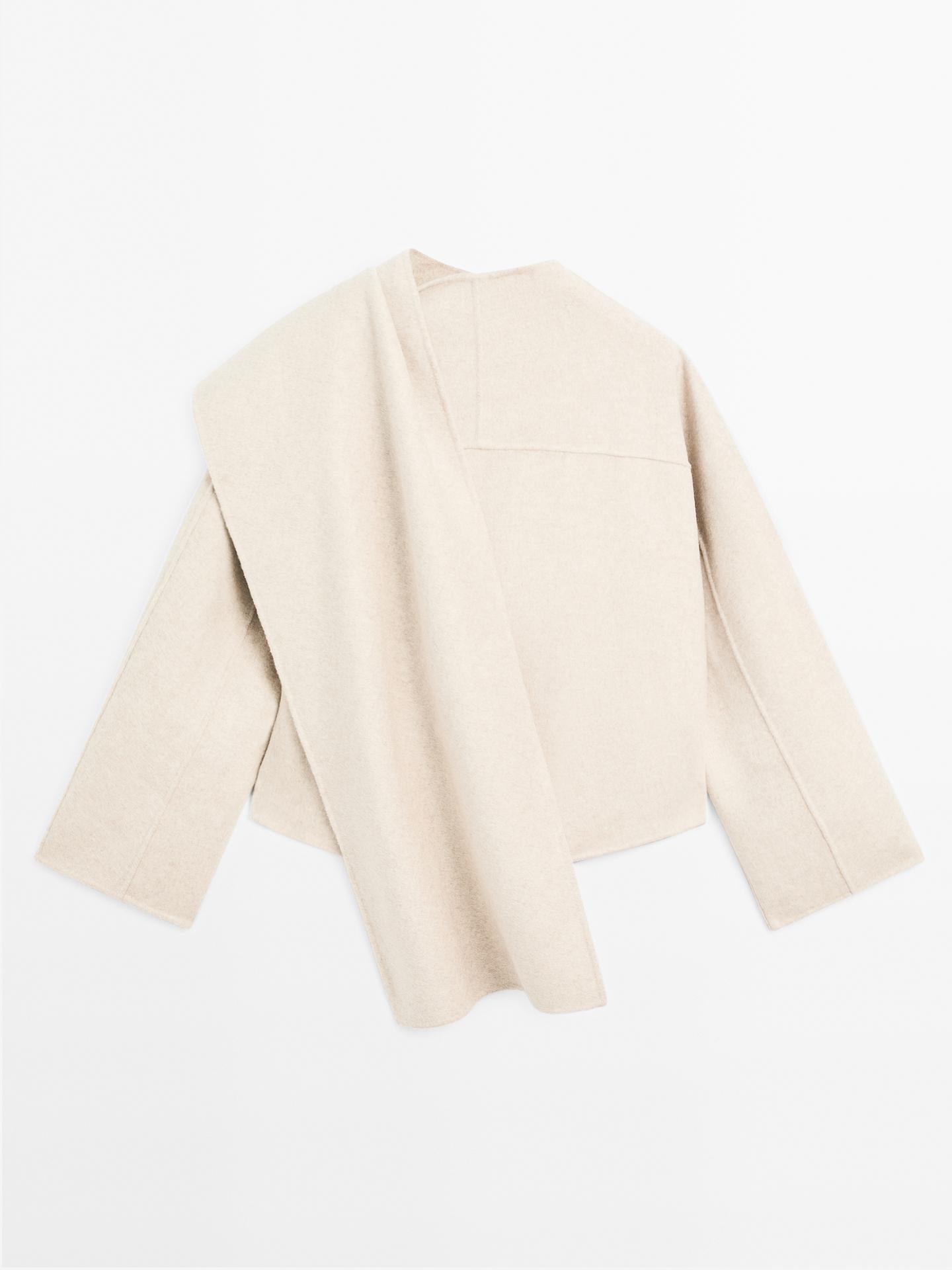 Saskia Jas | Dames Asymmetrische Jas met Sjaaldetail in Wolmix