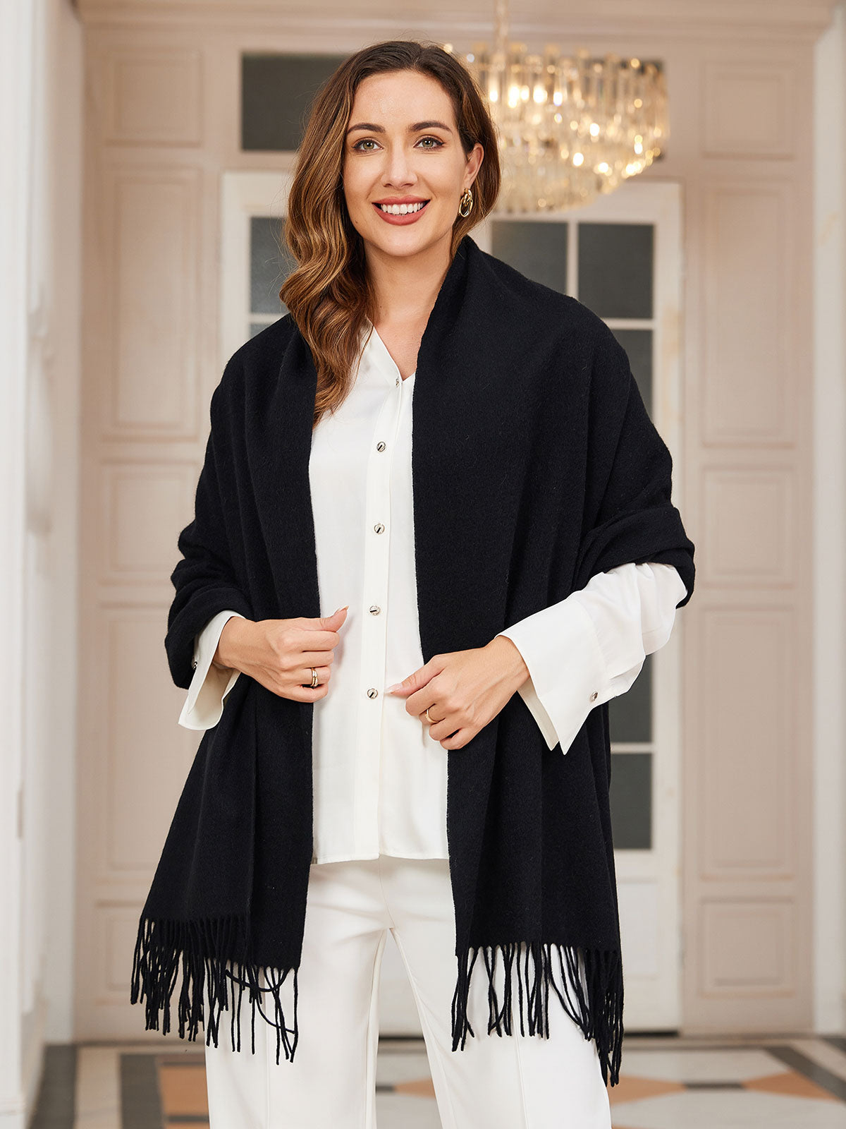 Dikra Wollen Sjaal | Dames Sjaal met Elegante Franje en Luxe Warmte