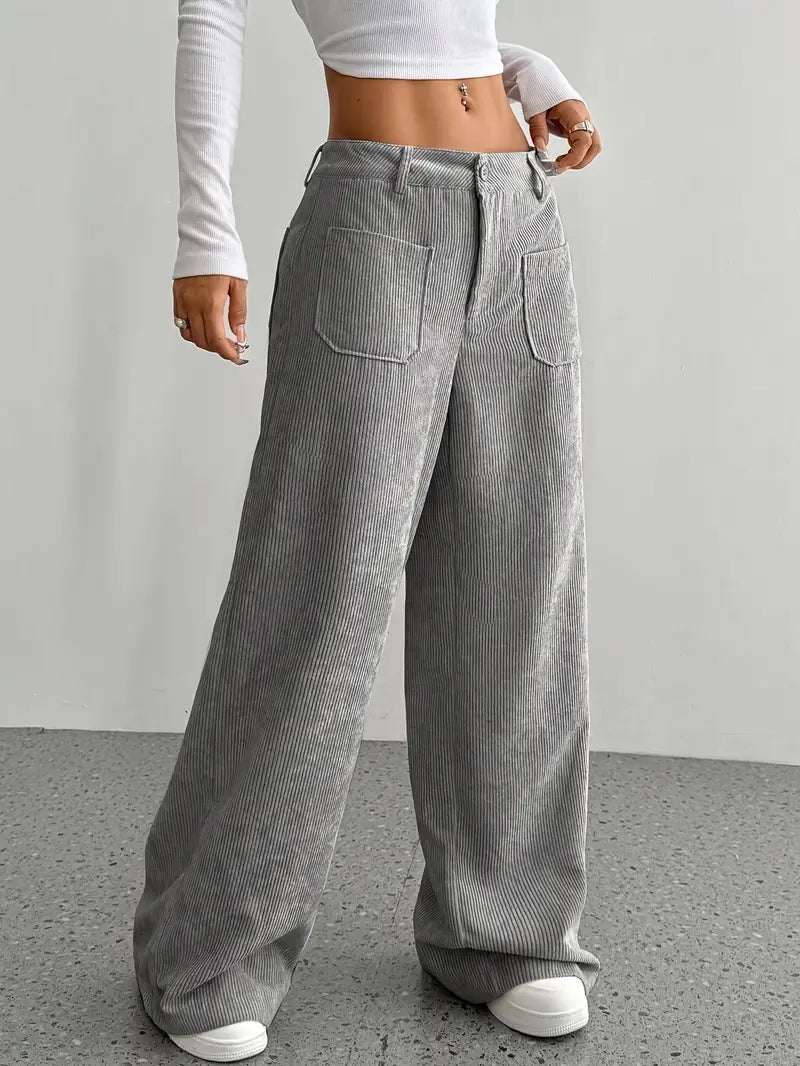 Ainsley - Makara Corduroy Broek Met Wijde Pijpen