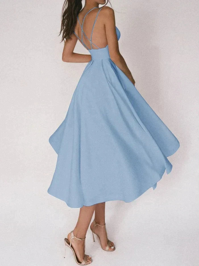 Imke | Dames midikleed met sexy kruisrug – elegant en verleidelijk design