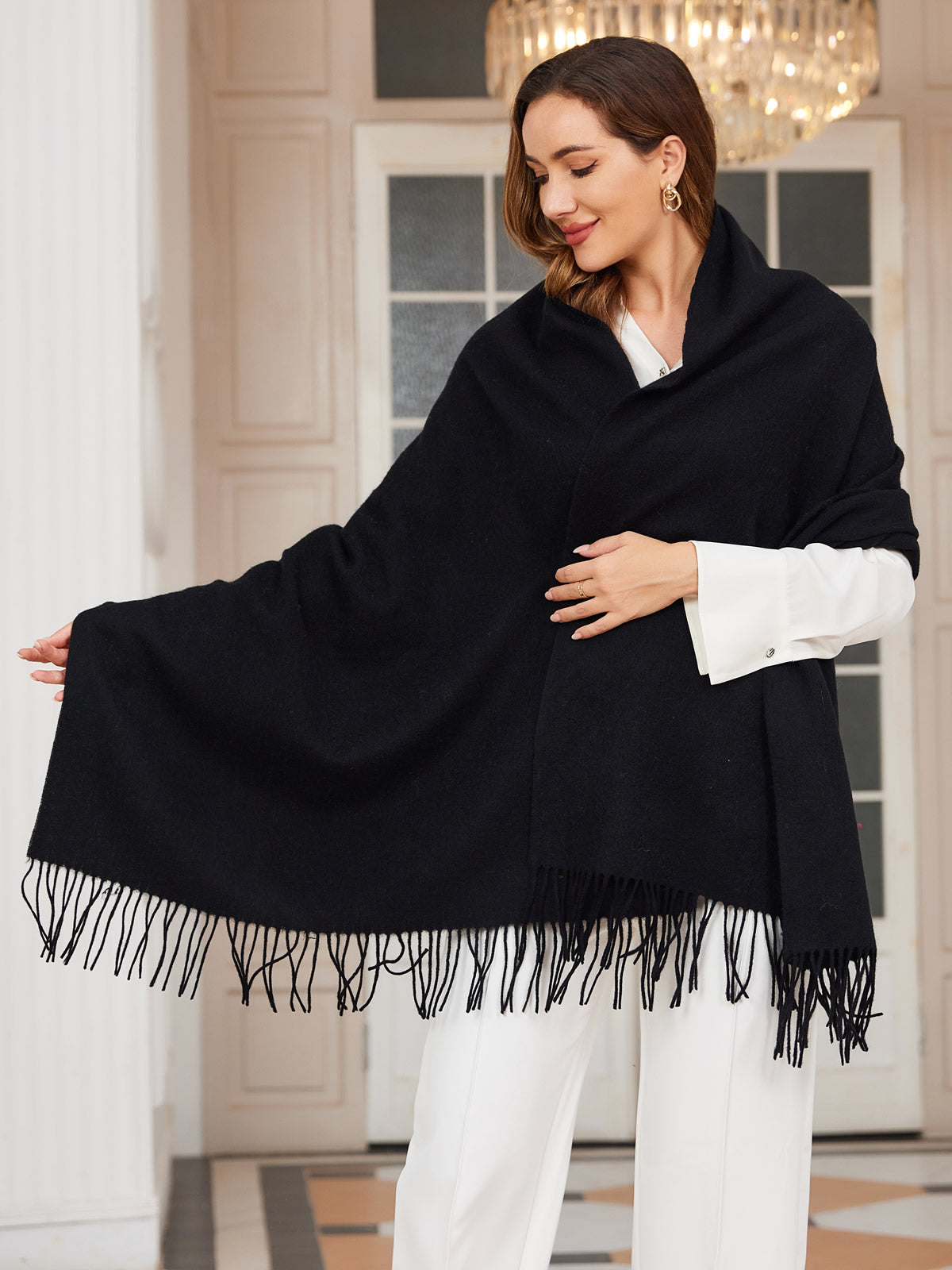 Dikra Wollen Sjaal | Dames Sjaal met Elegante Franje en Luxe Warmte