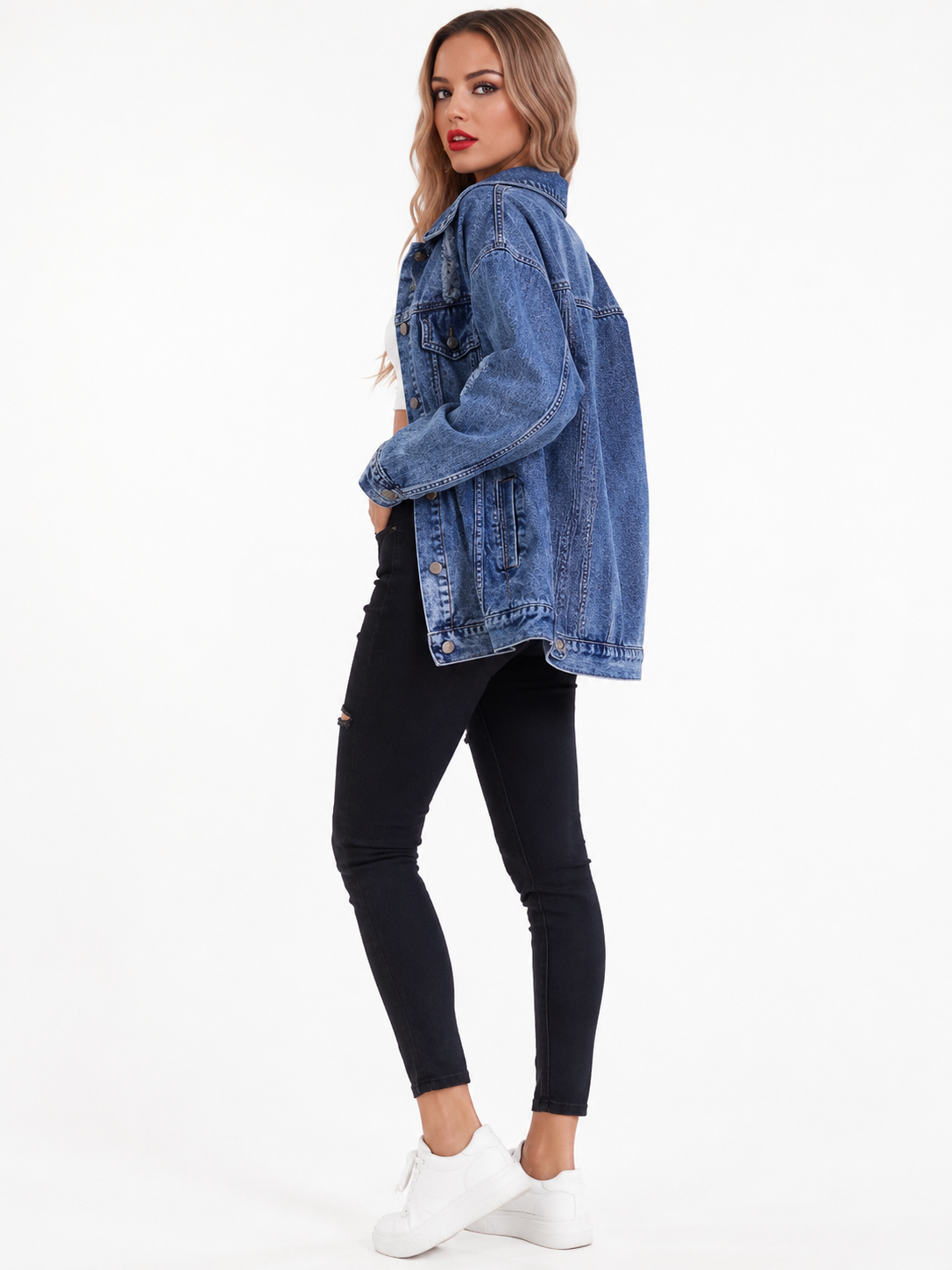 Hillary - Oversized Spijkerjack Met Vintage Look