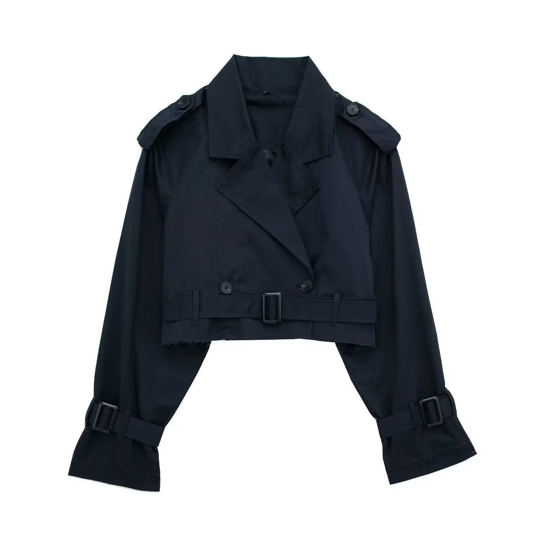 Geesje | Dames Korte Trenchcoat met Cropped Silhouet – Tijdloze Overgangsstijl