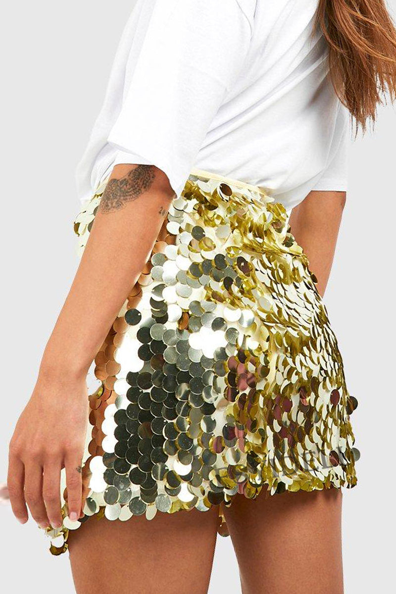 Lylia | Sexy Effen Kleur Sequin Rok voor Dames met A-lijn Pasvorm