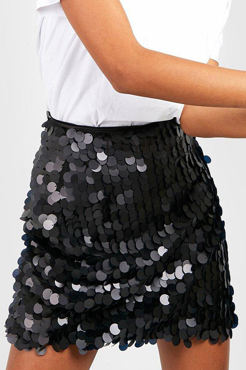 Lylia | Sexy Effen Kleur Sequin Rok voor Dames met A-lijn Pasvorm
