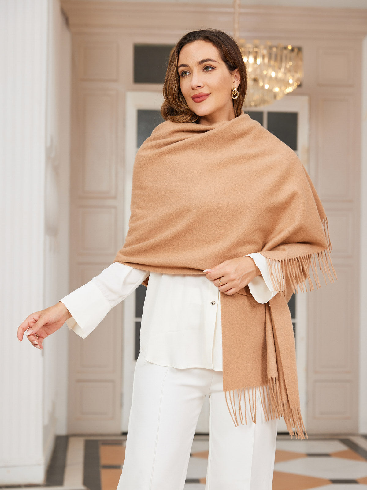Dikra Wollen Sjaal | Dames Sjaal met Elegante Franje en Luxe Warmte