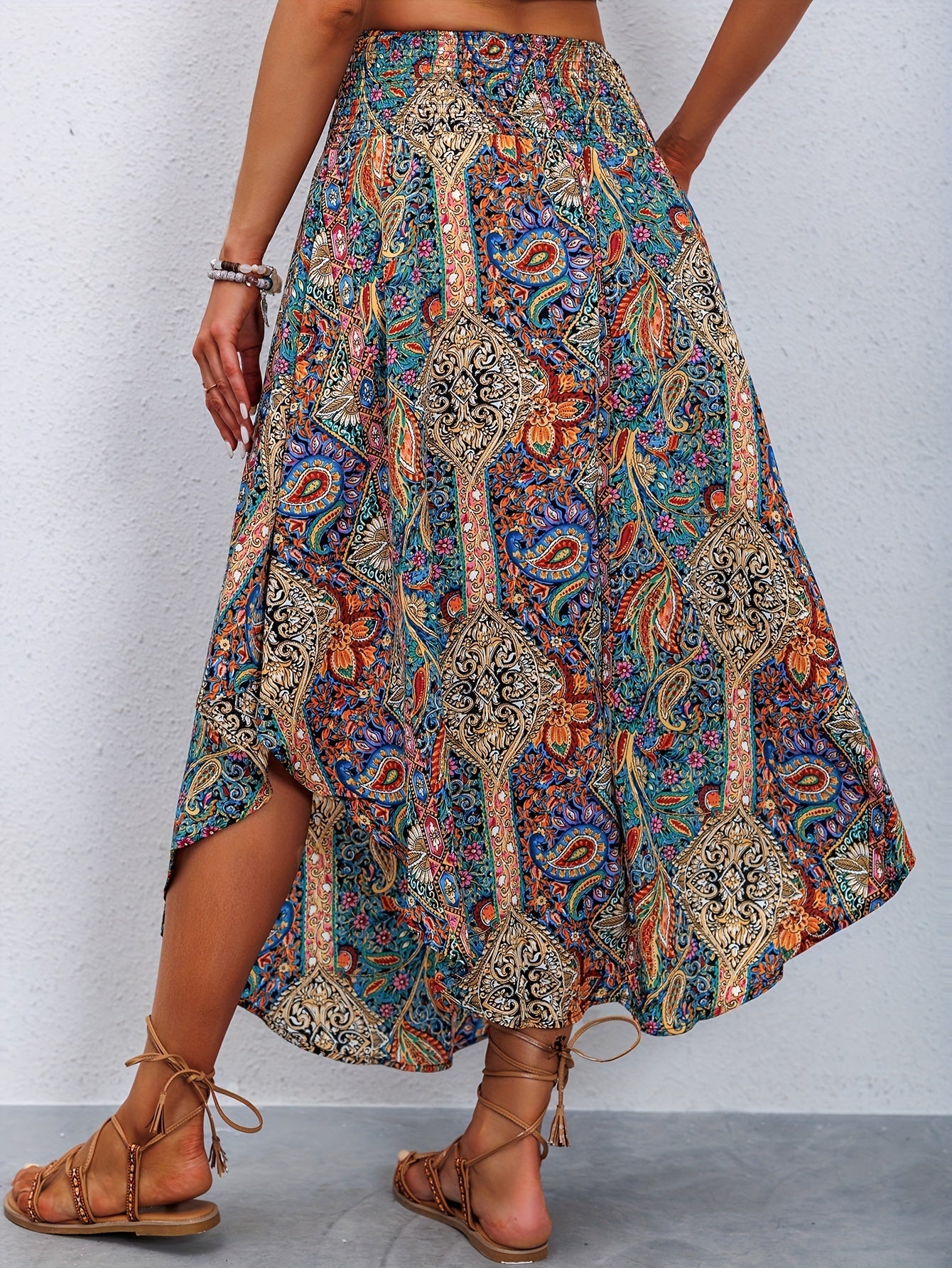 Berdien | Dames Rok met Hoge Taille en Paisleyprint – Elegant Bohemian Design voor Lente en Zomer
