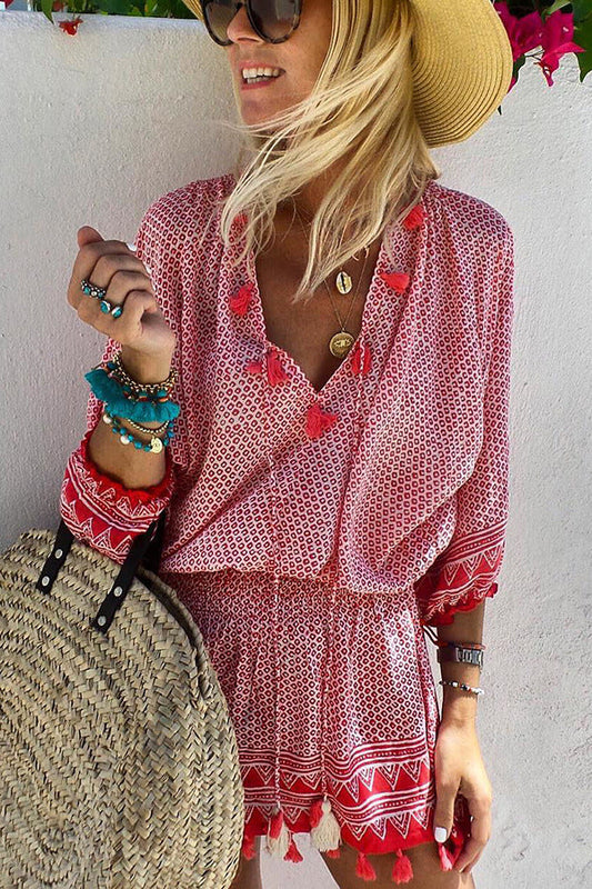 Gulna | Strandjurk voor Dames – Met Print en Kwastjes
