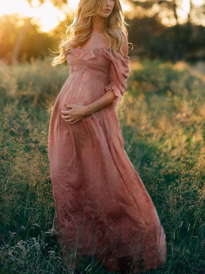 Anne-elise | Off-Shoulder Maxi Zwangerschapsjurk