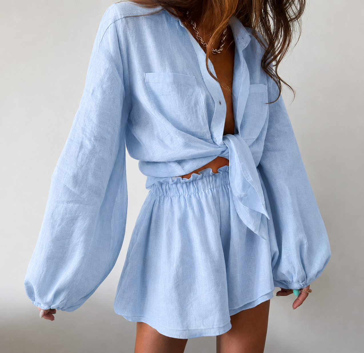 Esmée | Wikkeljurk Dames – Mini Lengte – Overhemdkraag – Lange Mouwen – Elegante Pasvorm