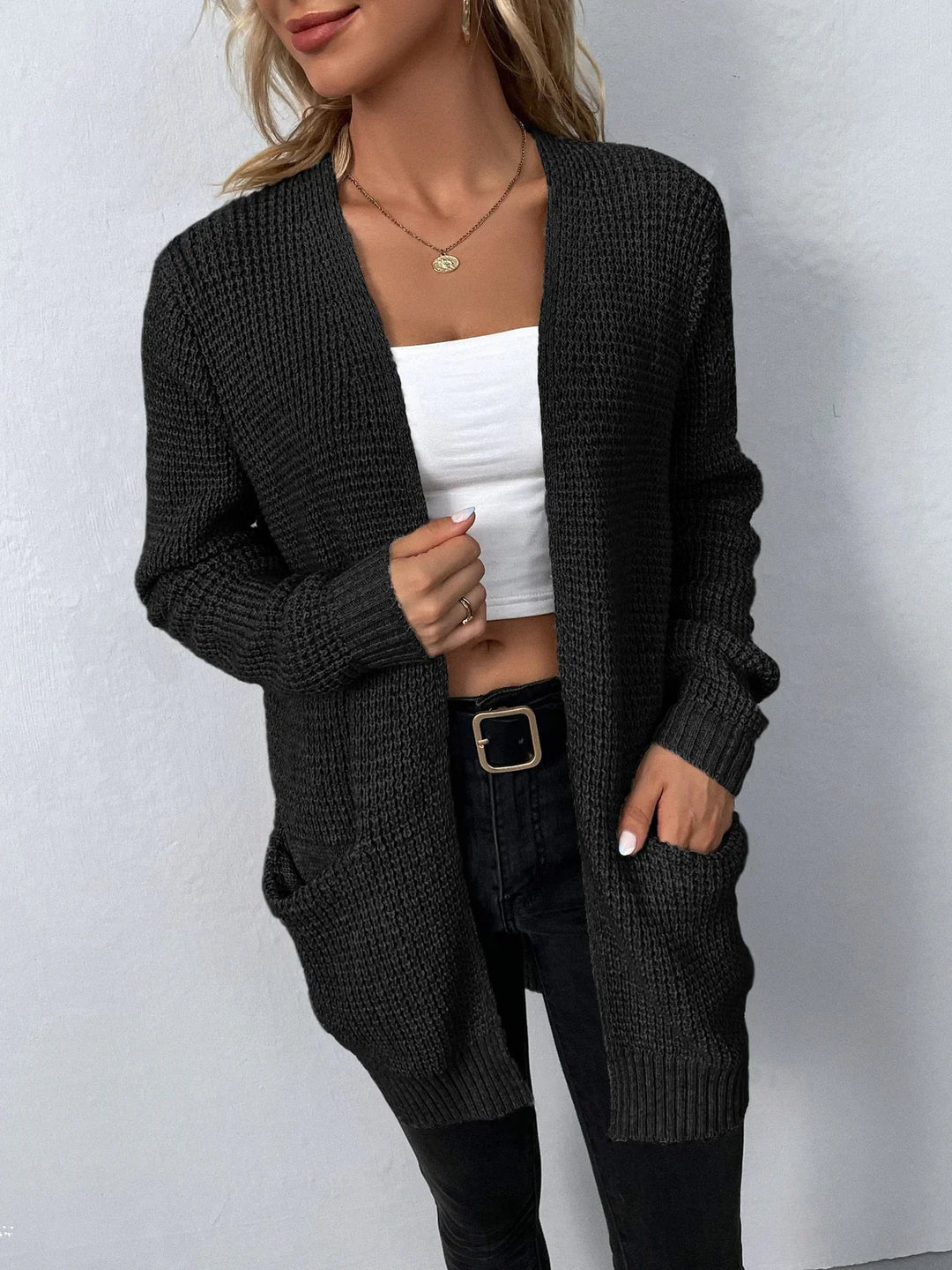 Dames Lange Gebreide Cardigan – Lang Vest voor Winter