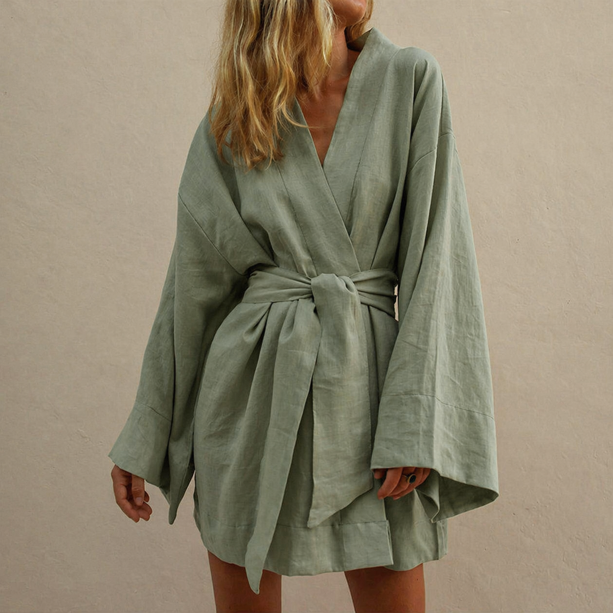 Scarlett - Elegante en Comfortabele Groene Kimono Jurk voor Vrouwen