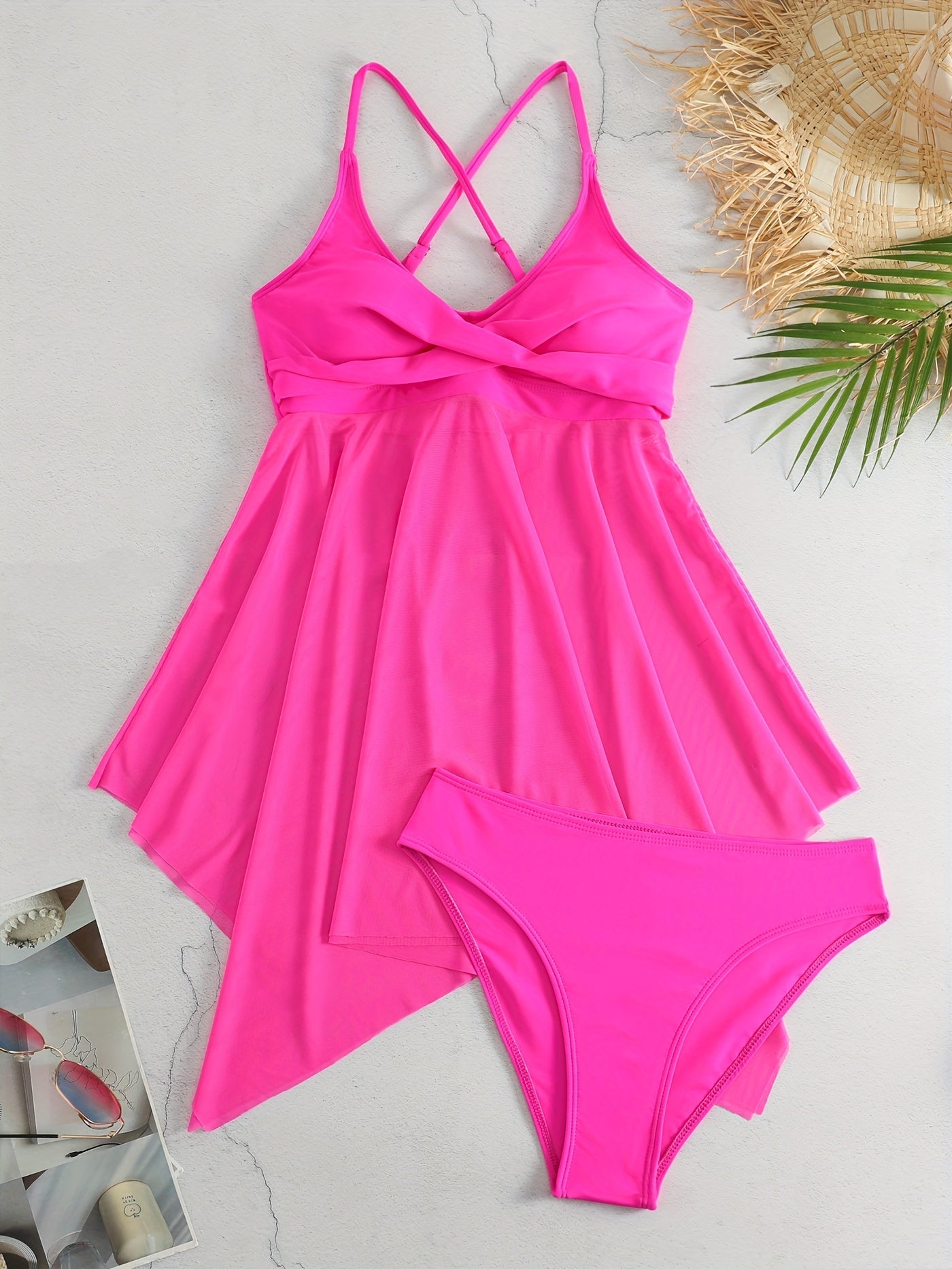 Hilde Bikini Set | Criss Cross bikini voor dames met transparante mesh rok – luchtig en elegant