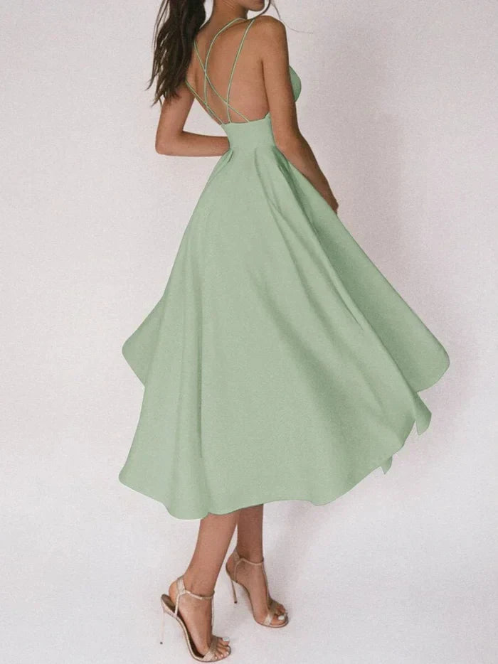 Imke | Dames midikleed met sexy kruisrug – elegant en verleidelijk design