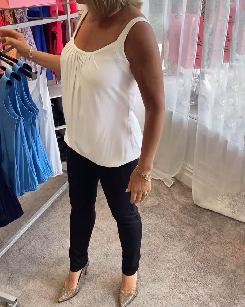 Dames Getailleerde Top – Casual met Plooi voor Zomergebruik