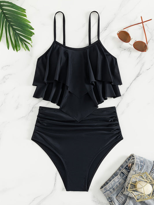 Gerimpelde gelaagde bikini voor dames