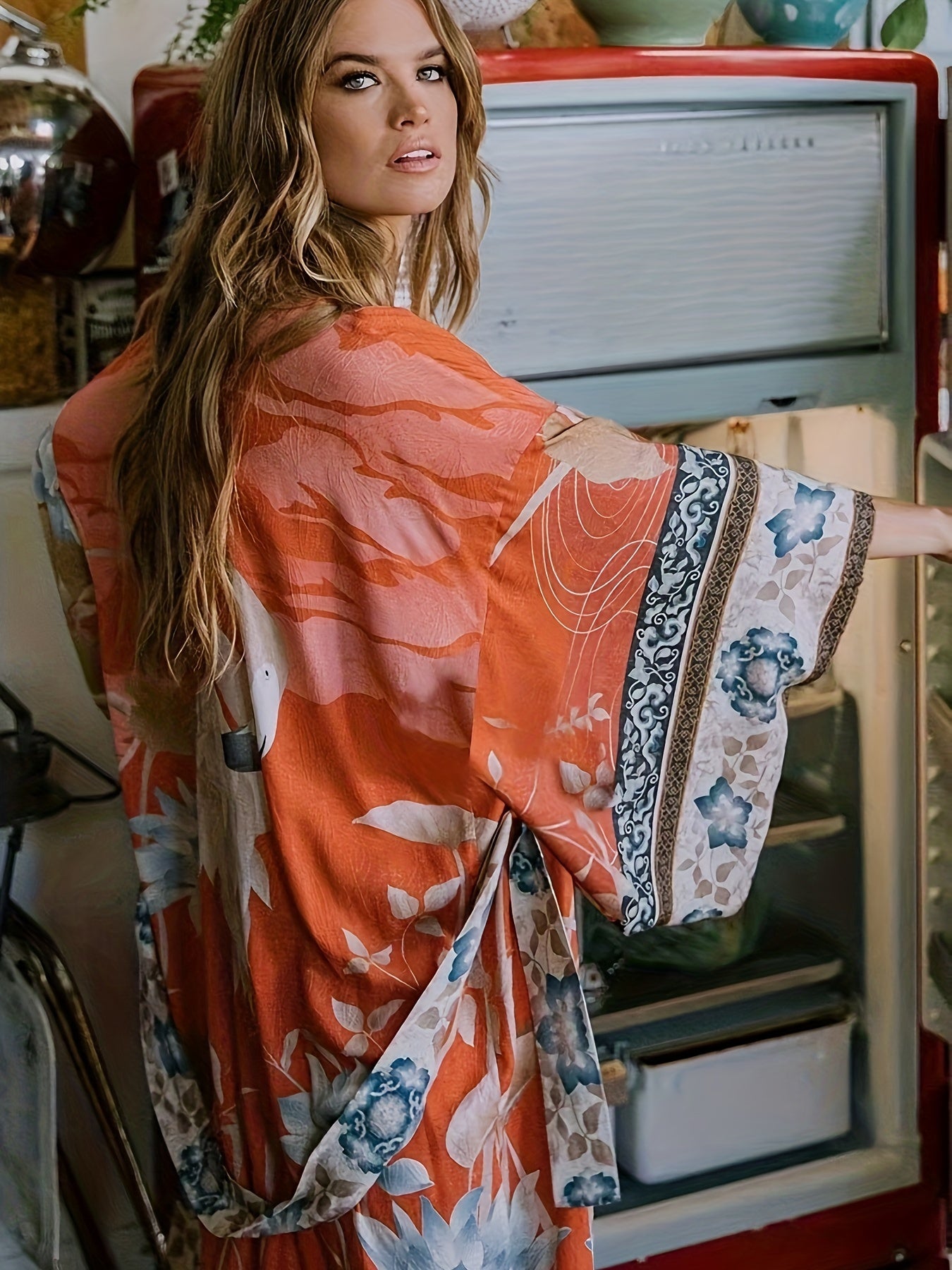 Christa | Dames Kimono met Bloemenprint en Strikceintuur – Luchtig & Feminine