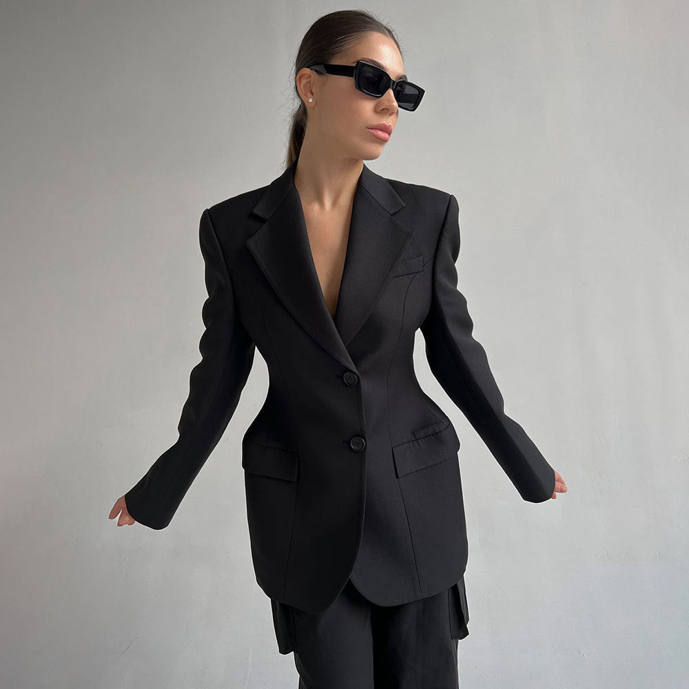 Getailleerde Zwarte Blazer voor Dames
