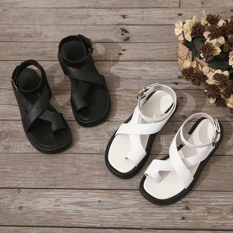 Brechtje | Plateau Sandalen Dames met Kruisbanden – Comfortabele Zomersandaal met Enkelband