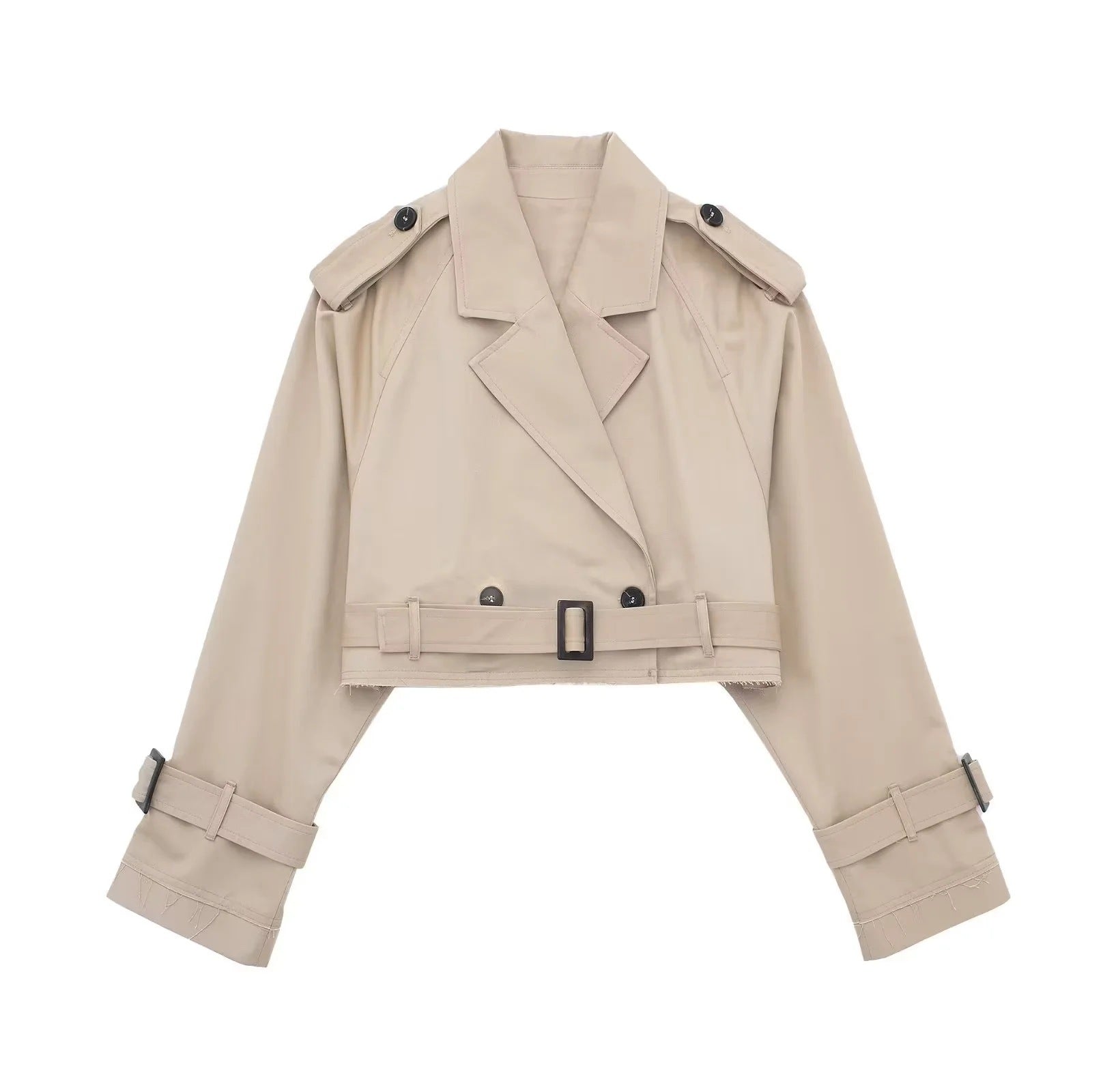 Geesje | Dames Korte Trenchcoat met Cropped Silhouet – Tijdloze Overgangsstijl