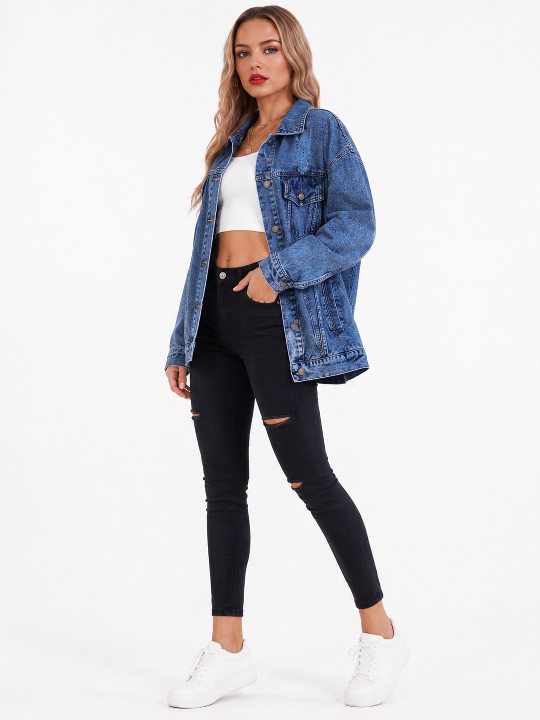 Hillary - Oversized Spijkerjack Met Vintage Look