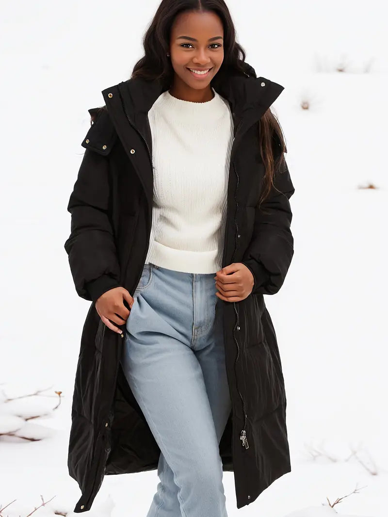 Lange Winterjas | Dames Winterjas met Capuchon en Gevoerd Isolerend Design