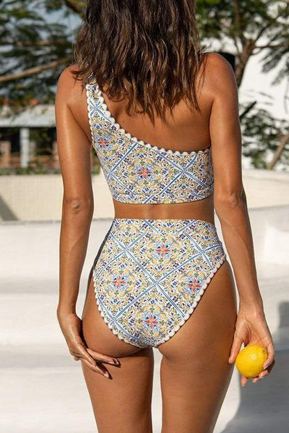 Emilie - Vintage Bikini met Eén-Schouder Design voor Dames