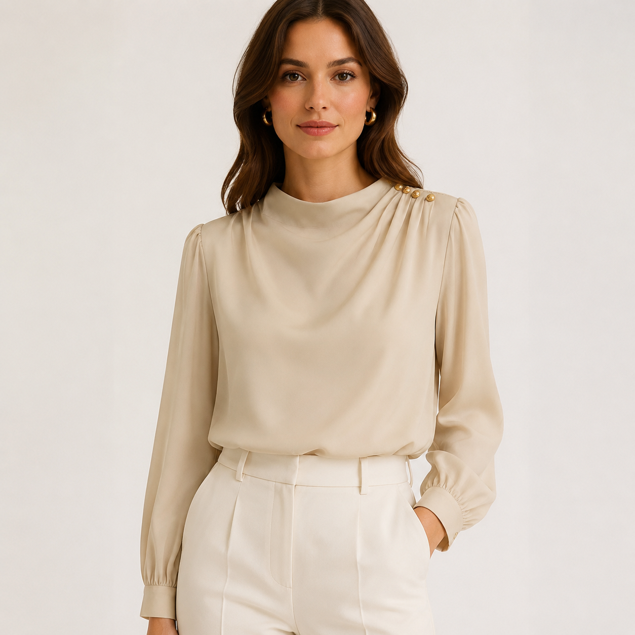 Elva - Gegolfde Blouse Dames