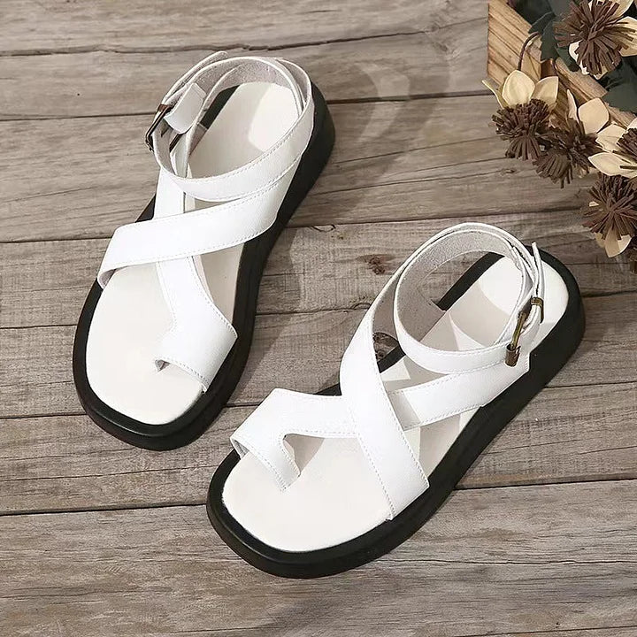 Brechtje | Plateau Sandalen Dames met Kruisbanden – Comfortabele Zomersandaal met Enkelband