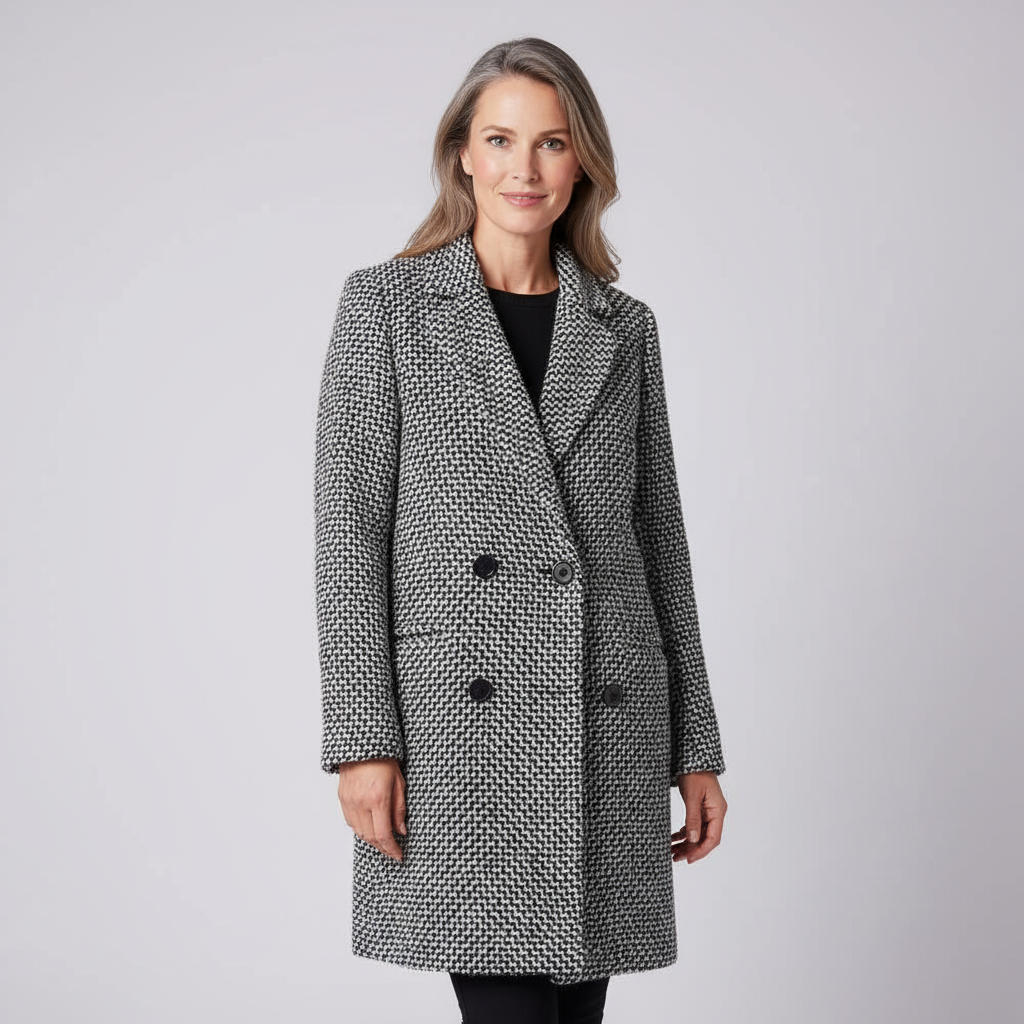 Dames Tijdloze Wolmix Jas – Lange Fit, Zwart, Perfect voor Herfst en Winter