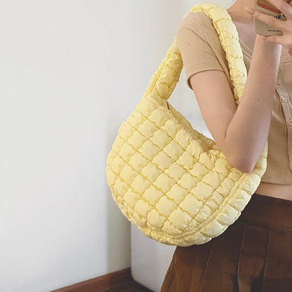 Stijlvolle effen puffer schoudertas voor dames