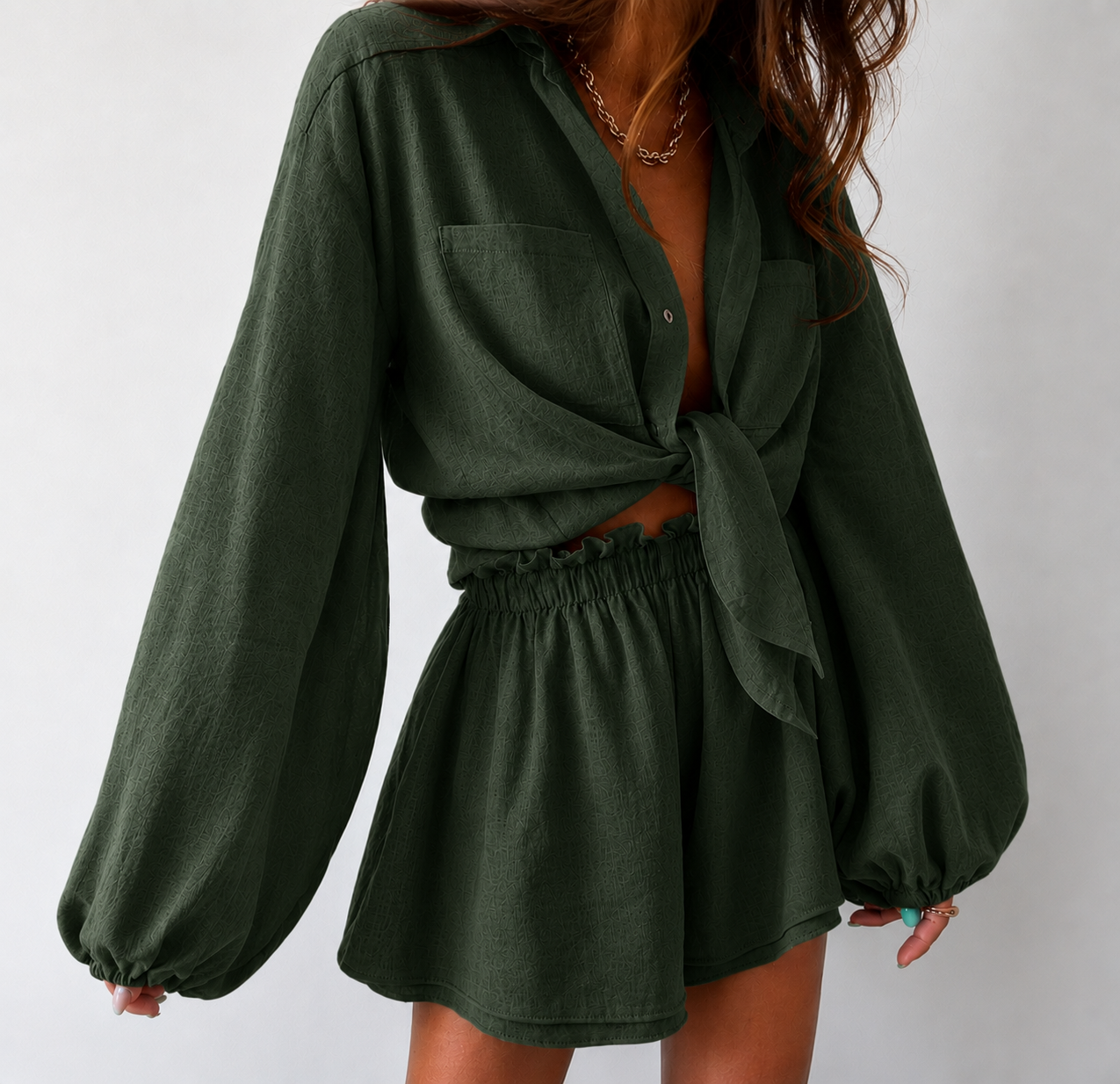 Esmée | Wikkeljurk Dames – Mini Lengte – Overhemdkraag – Lange Mouwen – Elegante Pasvorm