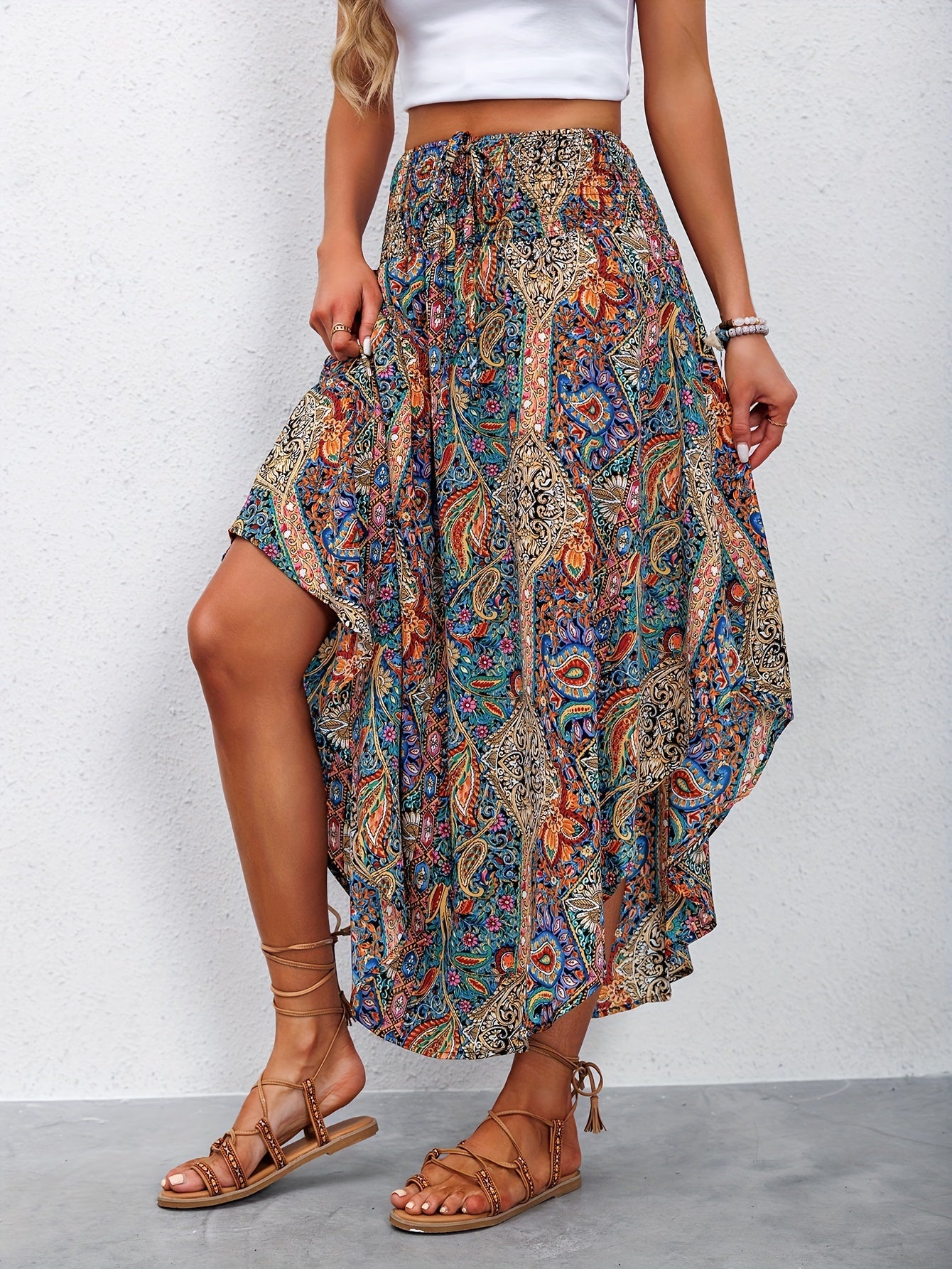 Berdien | Dames Rok met Hoge Taille en Paisleyprint – Elegant Bohemian Design voor Lente en Zomer
