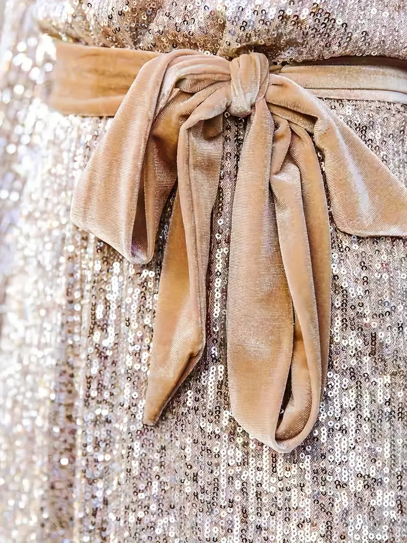Frieda | Glamoureuze Sequin Mini-Jurk – Dames, Gouden Pailletten en Tailleur Pasvorm