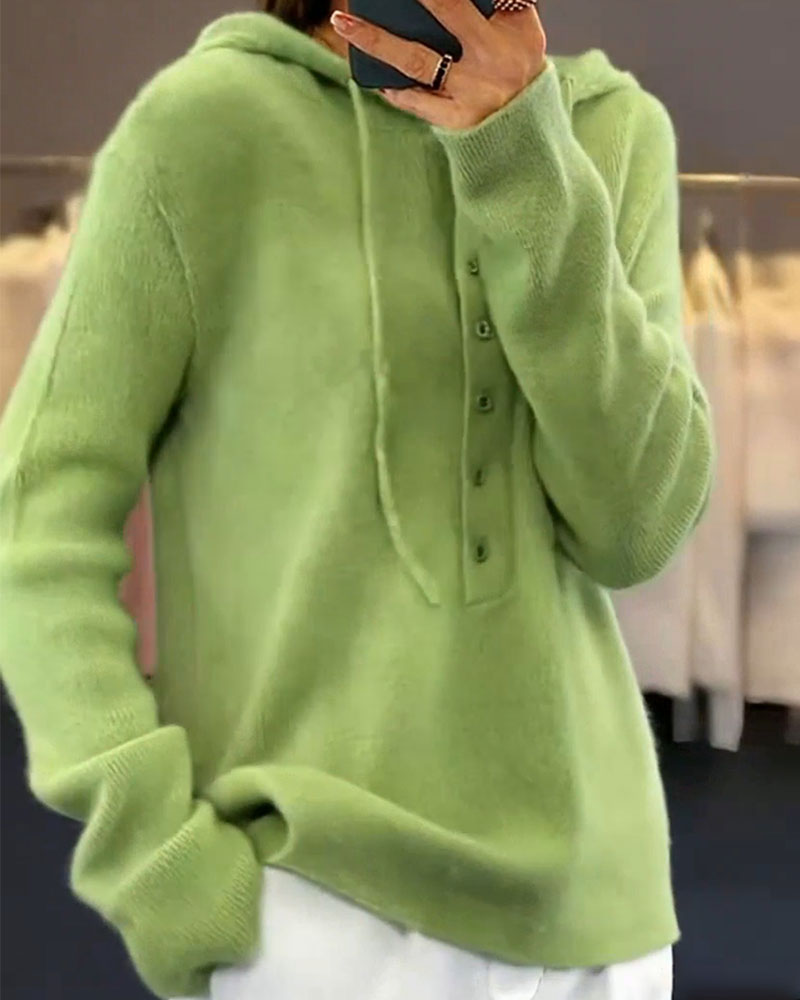 Groene Basic Trui | Damestrui met Lange Mouwen in Effen Kleur