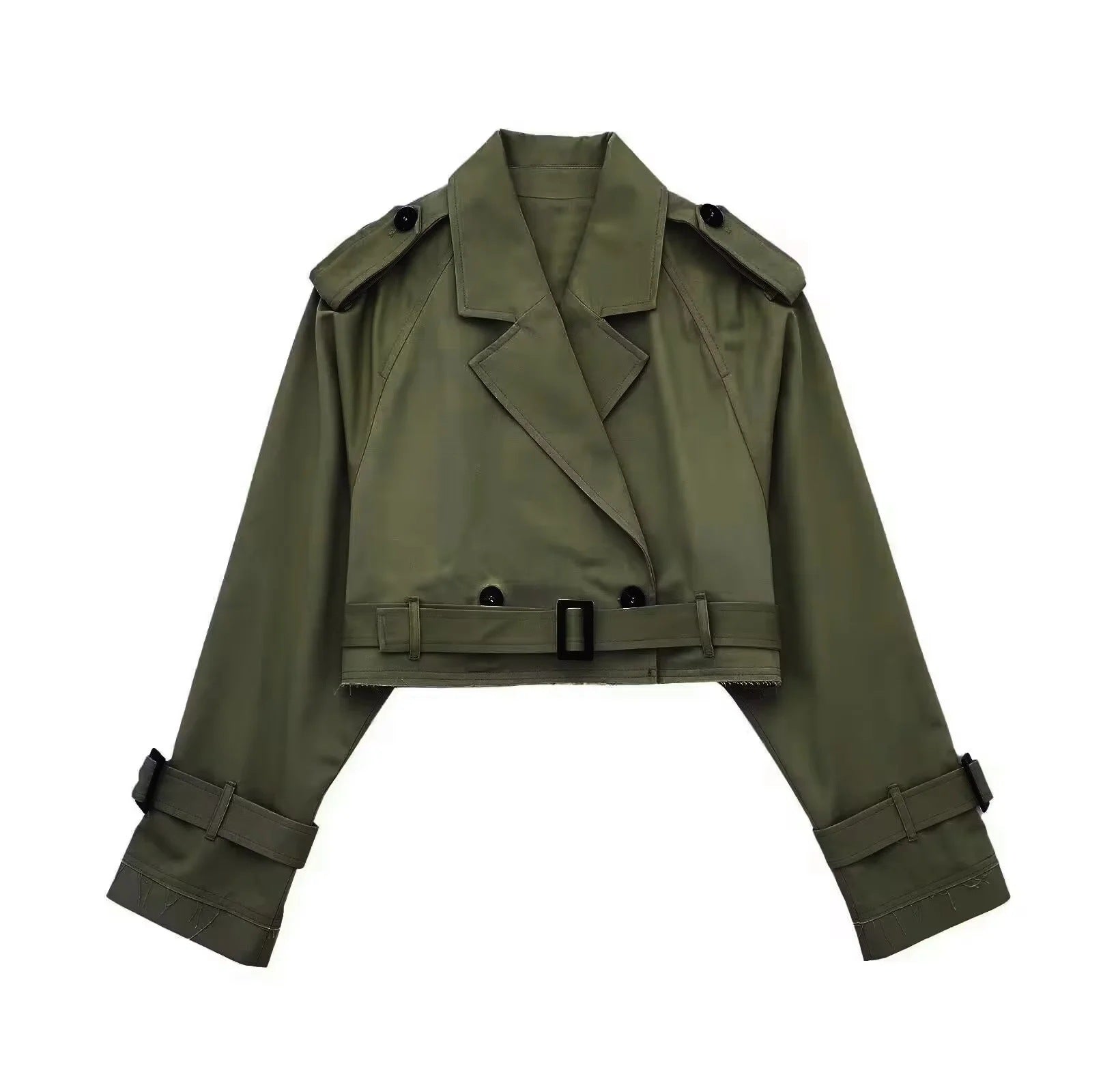Geesje | Dames Korte Trenchcoat met Cropped Silhouet – Tijdloze Overgangsstijl