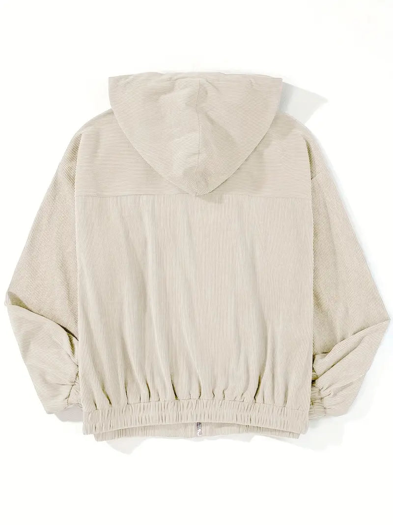Ribfluwelen jas | Casual damesjas met rits en rechte snit