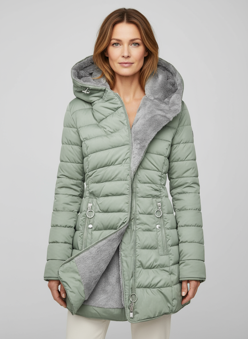 Dames Warme Lange Jas – Zwart, Gewatteerd, Ideaal voor Koude Seizoenen en Casual Outfits