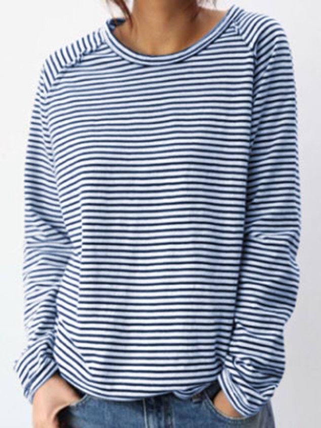 Dames Top – Elegante Lange Mouwen – Gestreept Ademend en Tijdloos Design