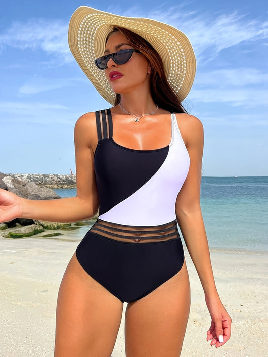 Manon | Zwart Wit Badpak voor Dames – Elegant, Flatterend & Tijdloos Design - Perfect Voor de Zomer